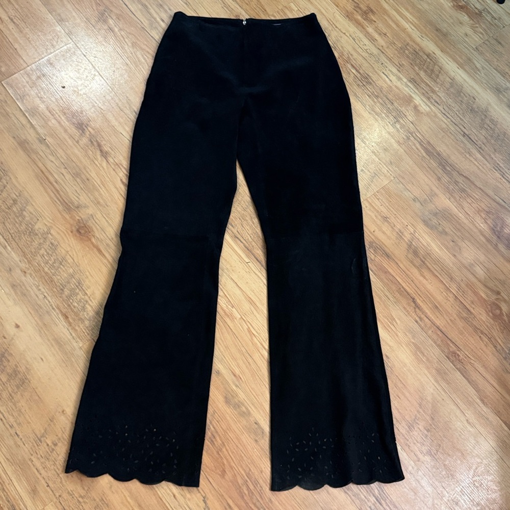 Leather Limited - Suede Black Eyelit Ankle Pants Sz 12 Women’s